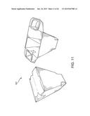 CONTAINER HAVING A DIVIDER, A LID, FOLDABLE SUPPORTS, AND INWARDLY FOLDING     PANELS diagram and image