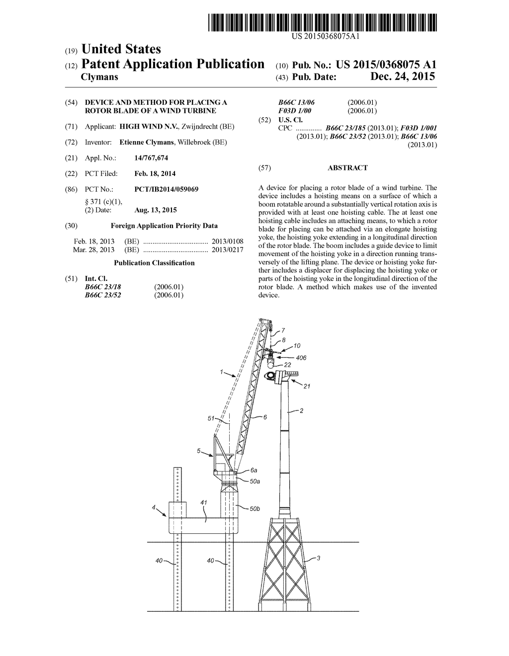 Device and Method for Placing a Rotor Blade of a Wind Turbine - diagram, schematic, and image 01