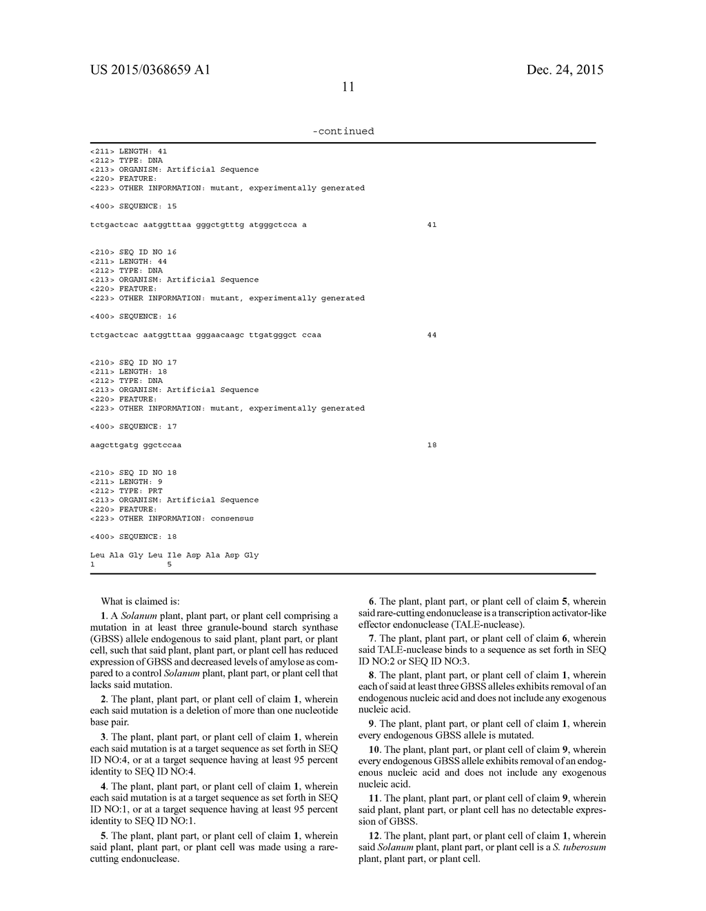 POTATOES WITH REDUCED GRANULE-BOUND STARCH SYNTHASE - diagram, schematic, and image 20