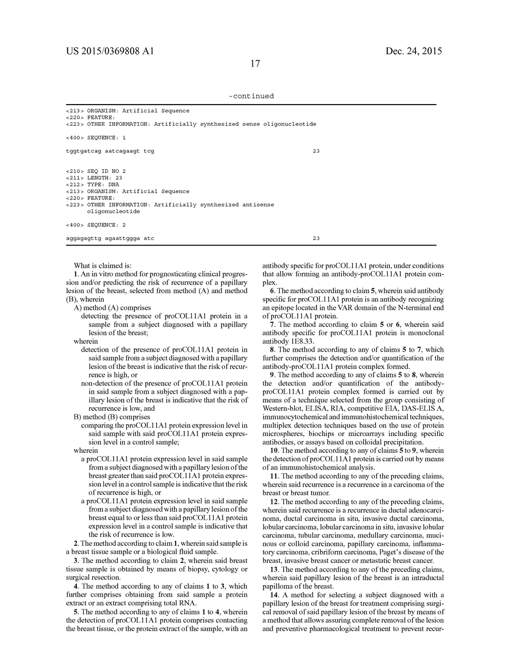 METHODS AND PRODUCTS FOR PROGNOSING THE CLINICAL EVOLUTION, OR PREDICTING     THE RECURRENCE RISK, OF A PAPILLARY LESION OF THE BREAST - diagram, schematic, and image 20