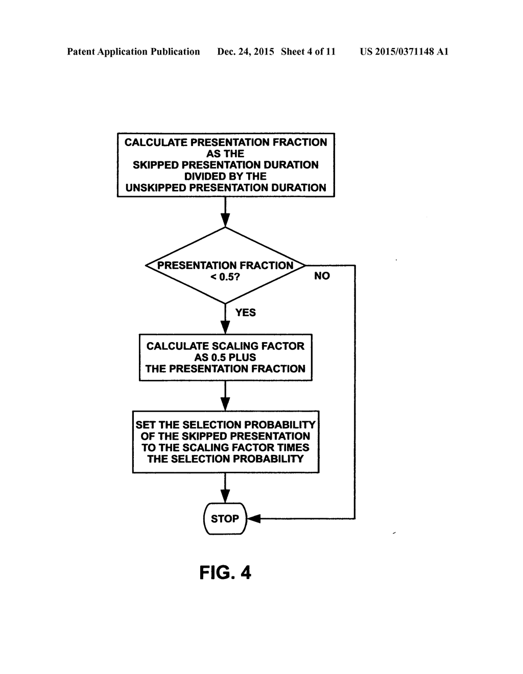 Method of automatically modifying the probability of random selection of a     presentation based on how long the user delays before skipping     (time-based skip weighting) - diagram, schematic, and image 05