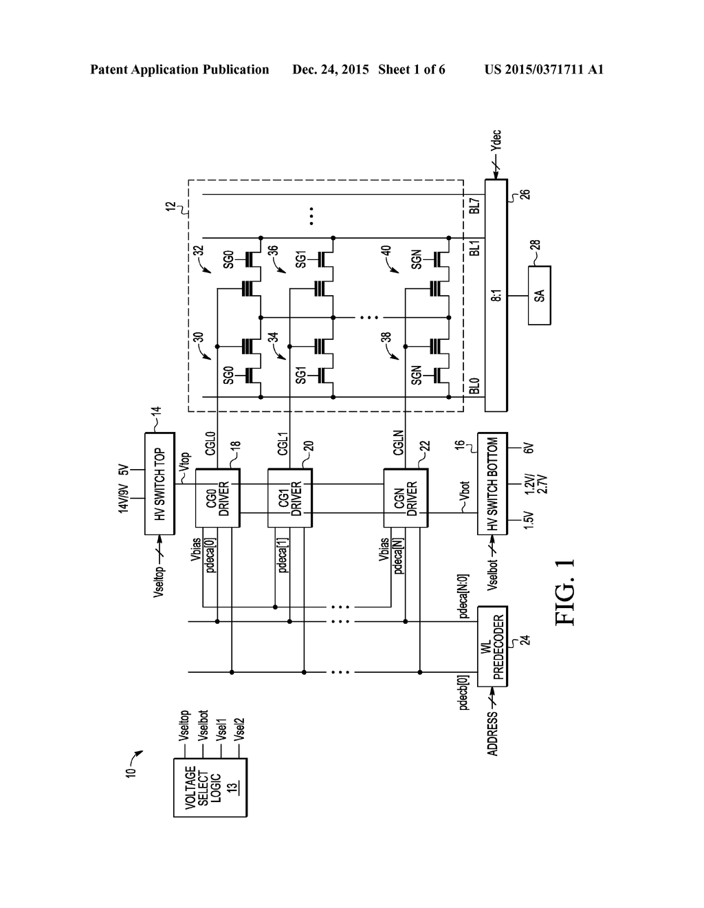 CONTROL GATE DRIVER FOR USE WITH SPLIT GATE MEMORY CELLS - diagram, schematic, and image 02