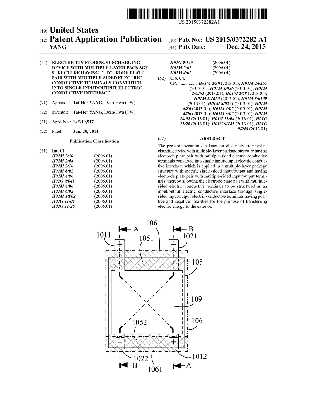 Electricity Storing/Discharging Device With Multiple-Layer Package     Structure Having Electrode Plate Pair With Multiple-Sided Electric     Conductive Terminals Converted Into Single Input/Output Electric     Conductive Interface - diagram, schematic, and image 01