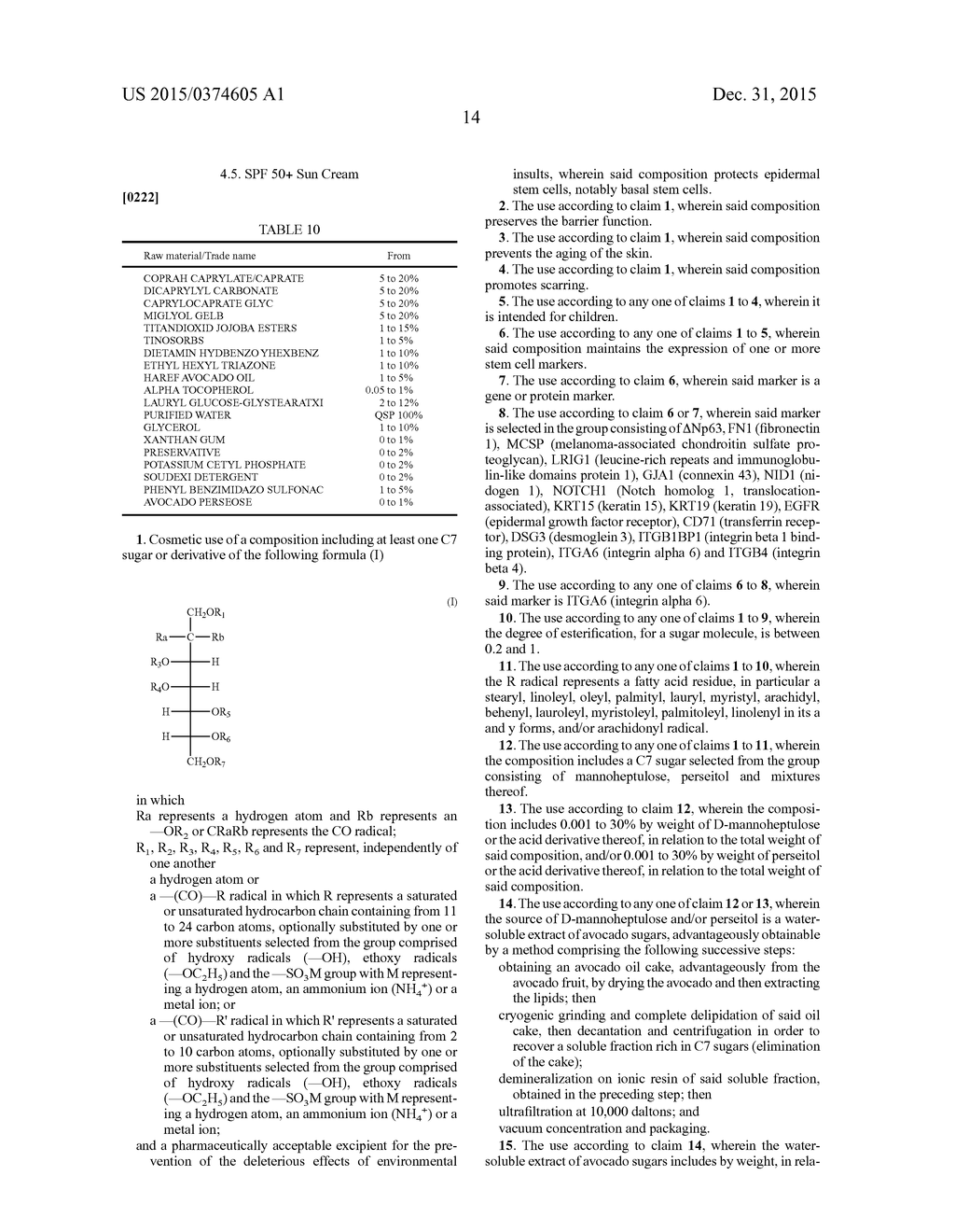 USE OF A COMPOSITION COMPRISING AVOCADO PERSEOSE IN THE PROTECTION OF     EPIDERMAL STEM CELLS - diagram, schematic, and image 18