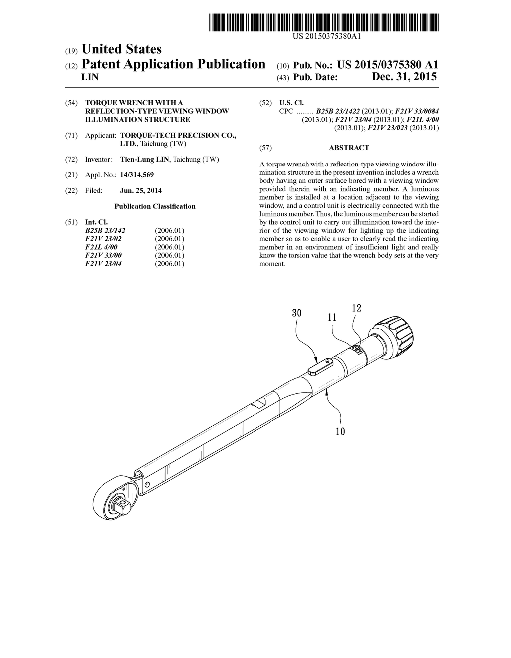 TORQUE WRENCH WITH A REFLECTION-TYPE VIEWING WINDOW ILLUMINATION STRUCTURE - diagram, schematic, and image 01