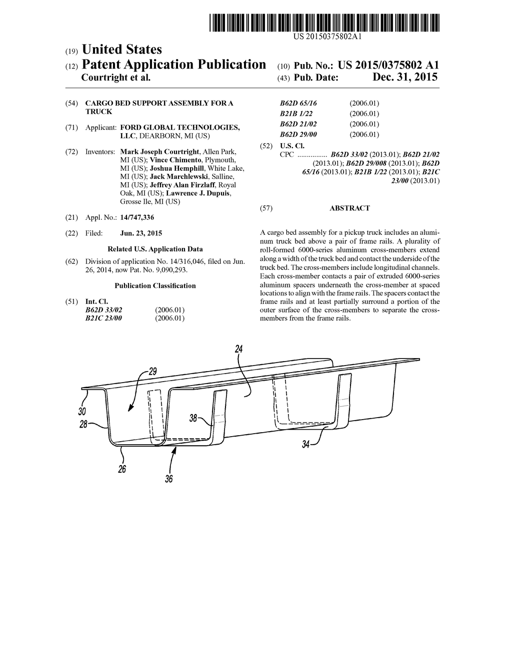 CARGO BED SUPPORT ASSEMBLY FOR A TRUCK - diagram, schematic, and image 01