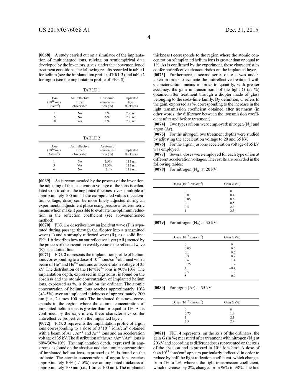 PROCESS FOR TREATMENT BY A BEAM OF MONO- OR MULTICHARGED IONS OF A GAS TO     PRODUCE ANTIREFLECTIVE GLASS MATERIALS - diagram, schematic, and image 14