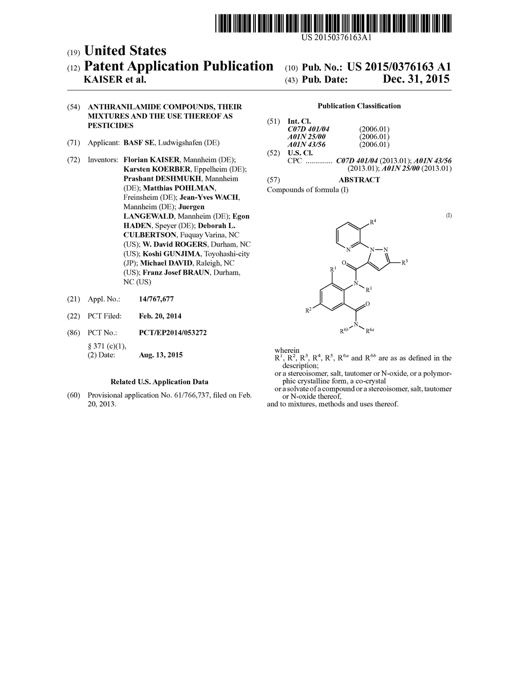 Anthranilamide Compounds, Their Mixtures and the Use Thereof as Pesticides - diagram, schematic, and image 01