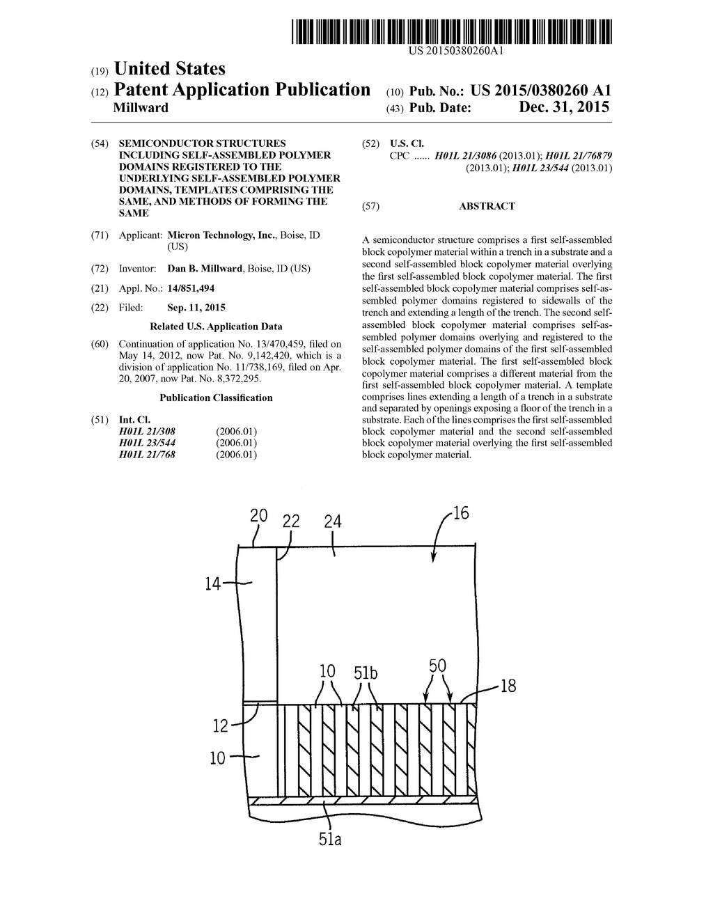 SEMICONDUCTOR STRUCTURES INCLUDING SELF-ASSEMBLED POLYMER DOMAINS     REGISTERED TO THE UNDERLYING SELF-ASSEMBLED POLYMER DOMAINS, TEMPLATES     COMPRISING THE SAME, AND METHODS OF FORMING THE SAME - diagram, schematic, and image 01