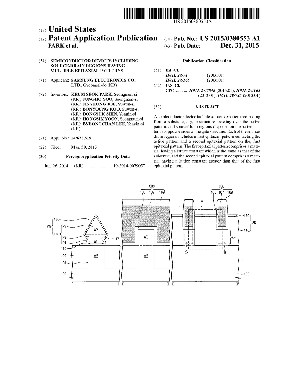 SEMICONDUCTOR DEVICES INCLUDING SOURCE/DRAIN REGIONS HAVING MULTIPLE     EPITAXIAL PATTERNS - diagram, schematic, and image 01