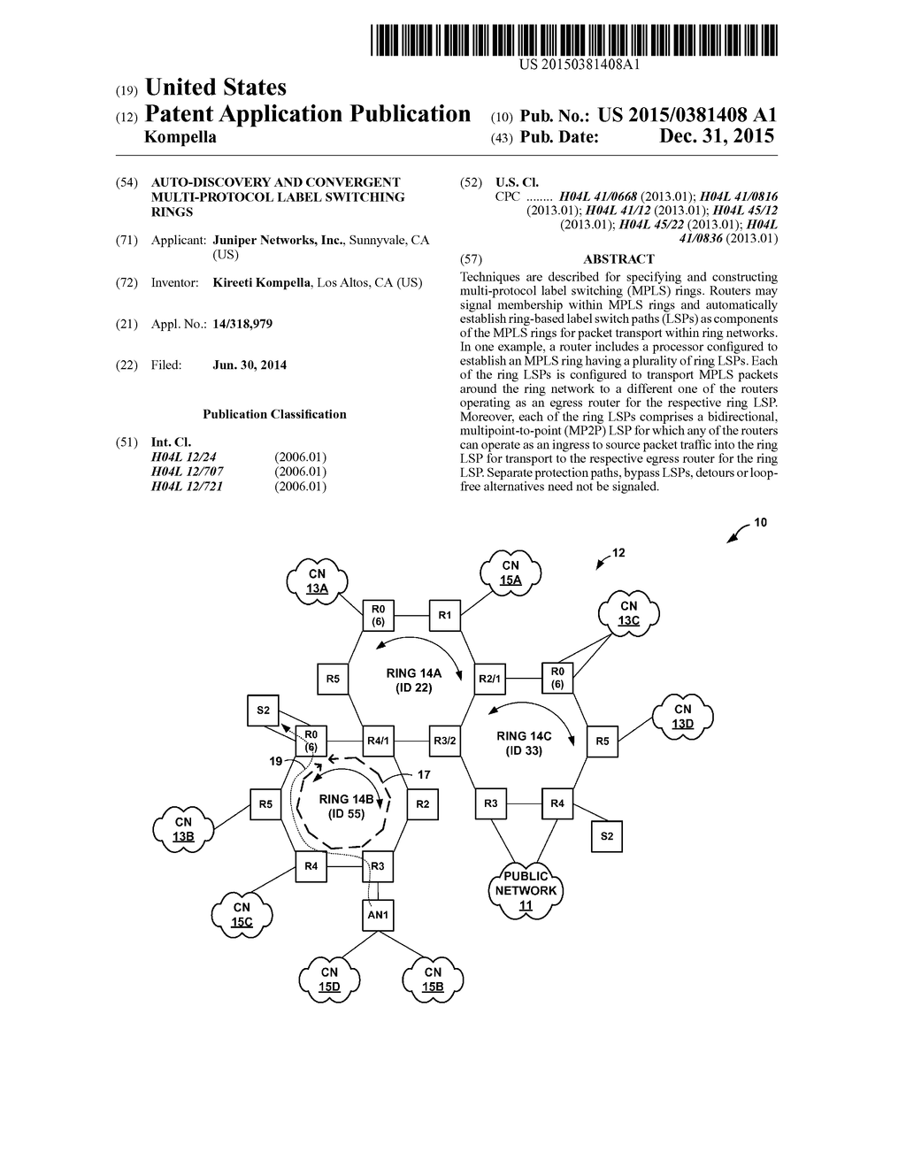 AUTO-DISCOVERY AND CONVERGENT MULTI-PROTOCOL LABEL SWITCHING RINGS - diagram, schematic, and image 01