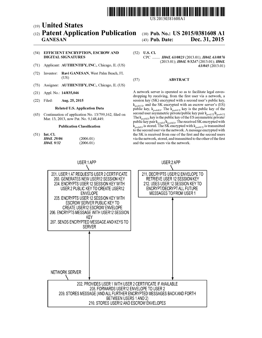 EFFICIENT ENCRYPTION, ESCROW AND DIGITAL SIGNATURES - diagram, schematic, and image 01