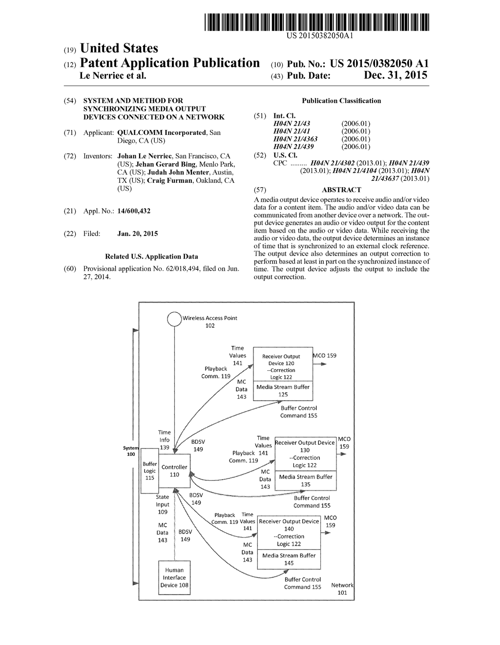 SYSTEM AND METHOD FOR SYNCHRONIZING MEDIA OUTPUT DEVICES CONNECTED ON A     NETWORK - diagram, schematic, and image 01