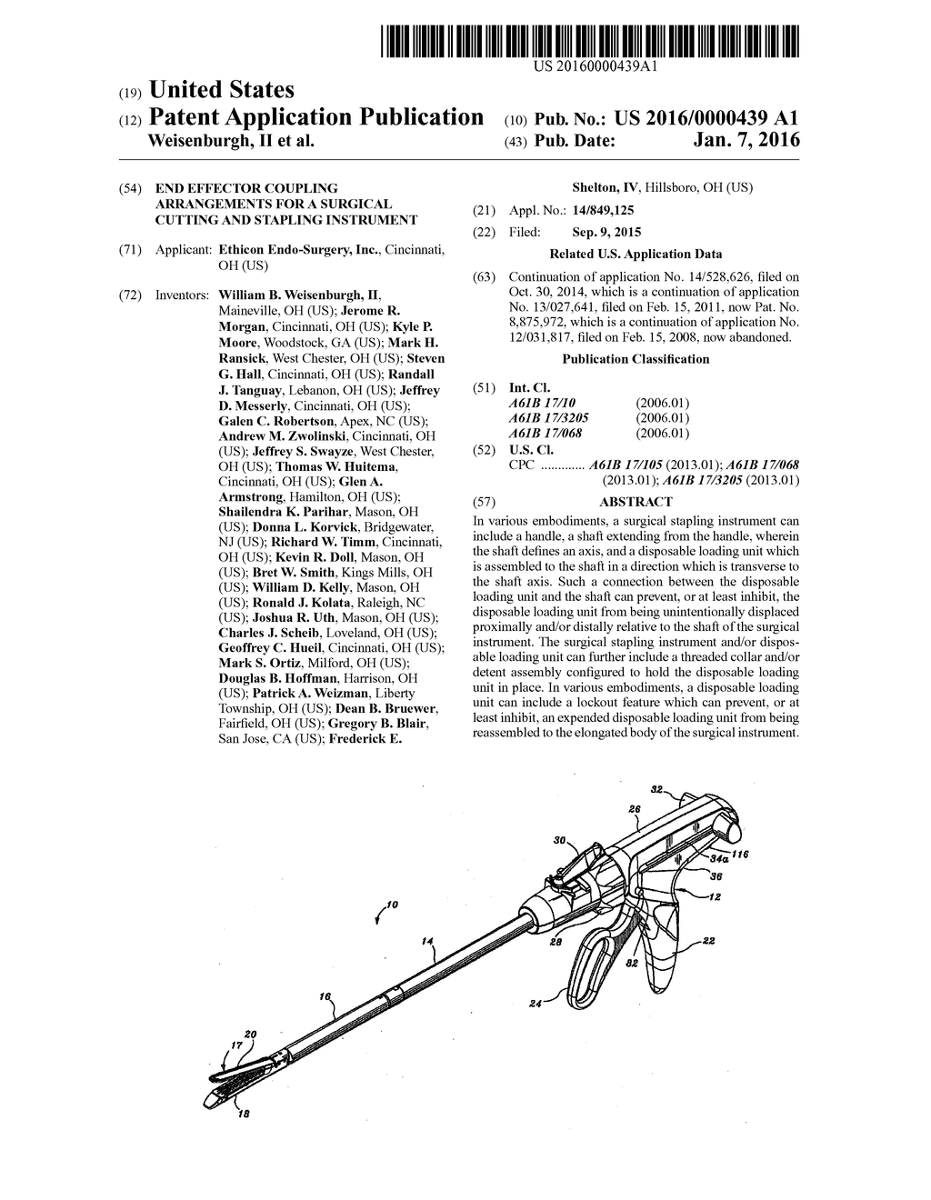 END EFFECTOR COUPLING ARRANGEMENTS FOR A SURGICAL CUTTING AND STAPLING     INSTRUMENT - diagram, schematic, and image 01