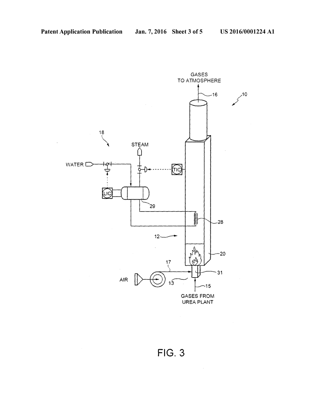 METHOD AND SYSTEM FOR REMOVING AMMONIA FROM A VENT GAS STREAM OF A UREA     PLANT - diagram, schematic, and image 04