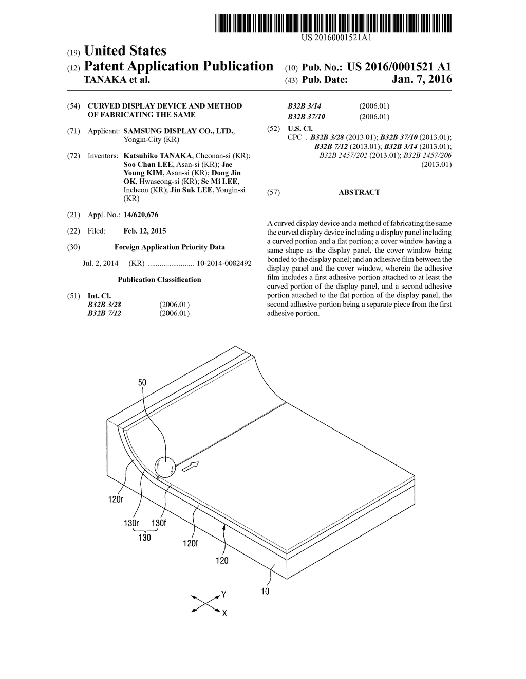 CURVED DISPLAY DEVICE AND METHOD OF FABRICATING THE SAME - diagram, schematic, and image 01