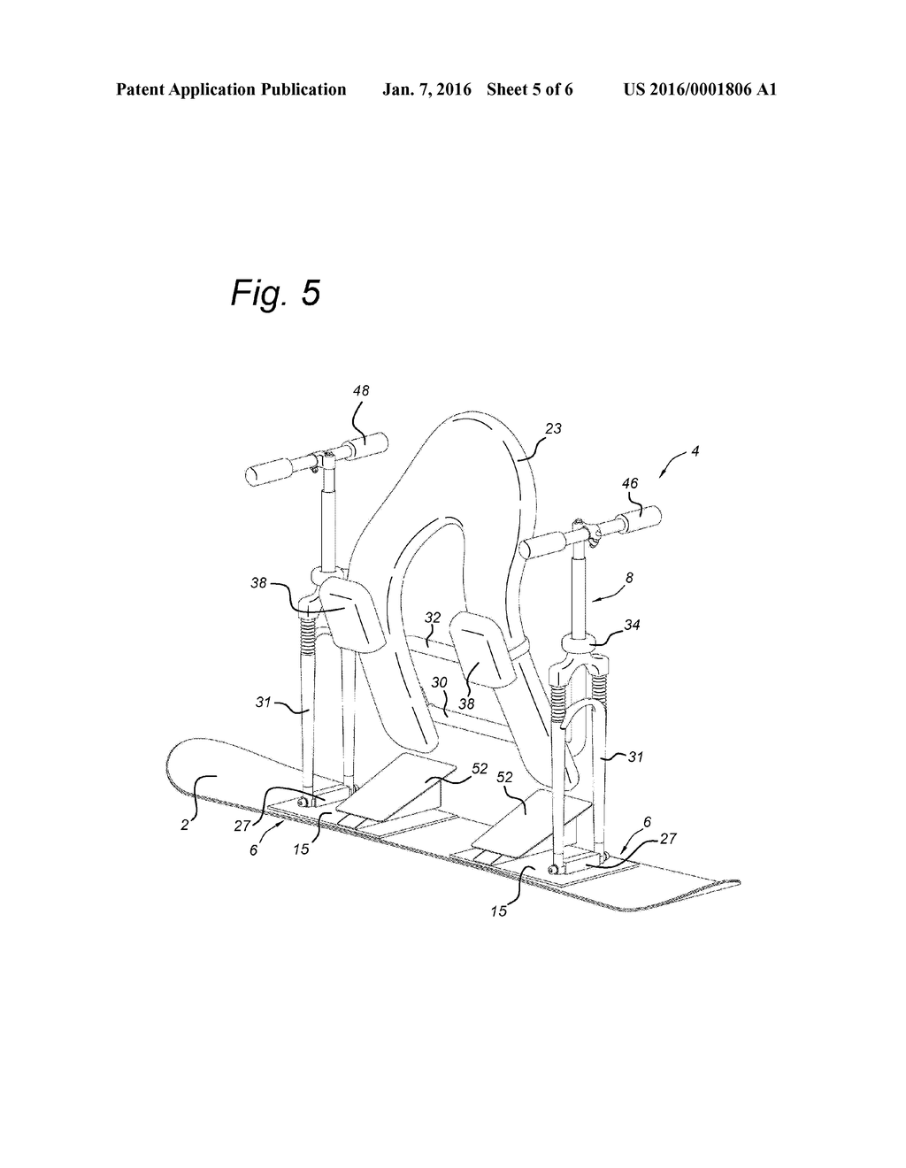 APPARATUS COMPRISING A BODY SUPPORT FRAME AND MEANS FOR MANOEUVRING THIS     FRAME WITH RESPECT TO A SPORTS BOARD - diagram, schematic, and image 06