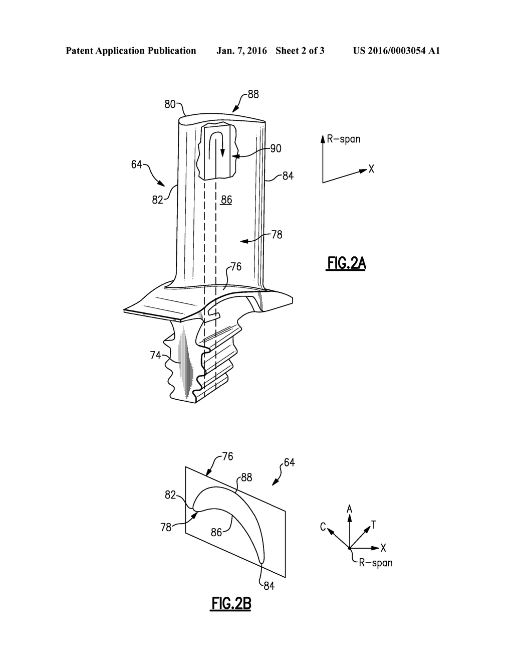 GAS TURBINE ENGINE COMPONENT PAIRED FILM COOLING HOLES - diagram, schematic, and image 03