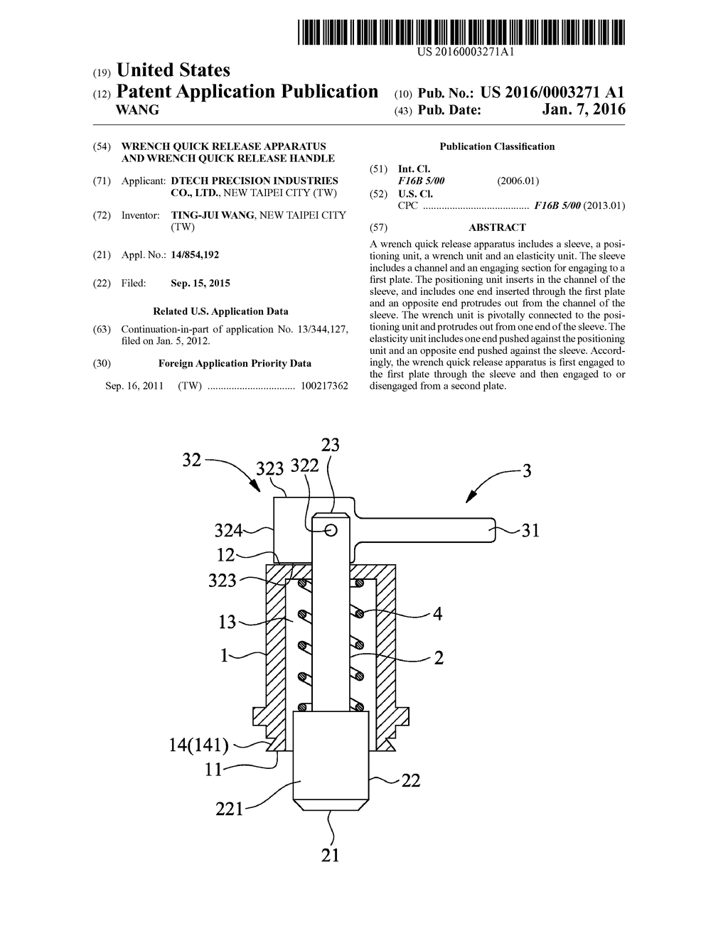 WRENCH QUICK RELEASE APPARATUS AND WRENCH QUICK RELEASE HANDLE - diagram, schematic, and image 01