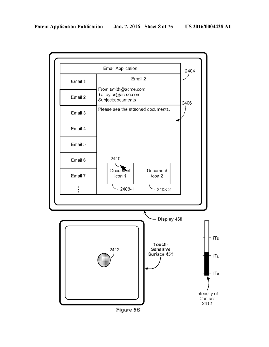 Device, Method, and Graphical User Interface for Displaying User Interface     Objects Corresponding to an Application - diagram, schematic, and image 09