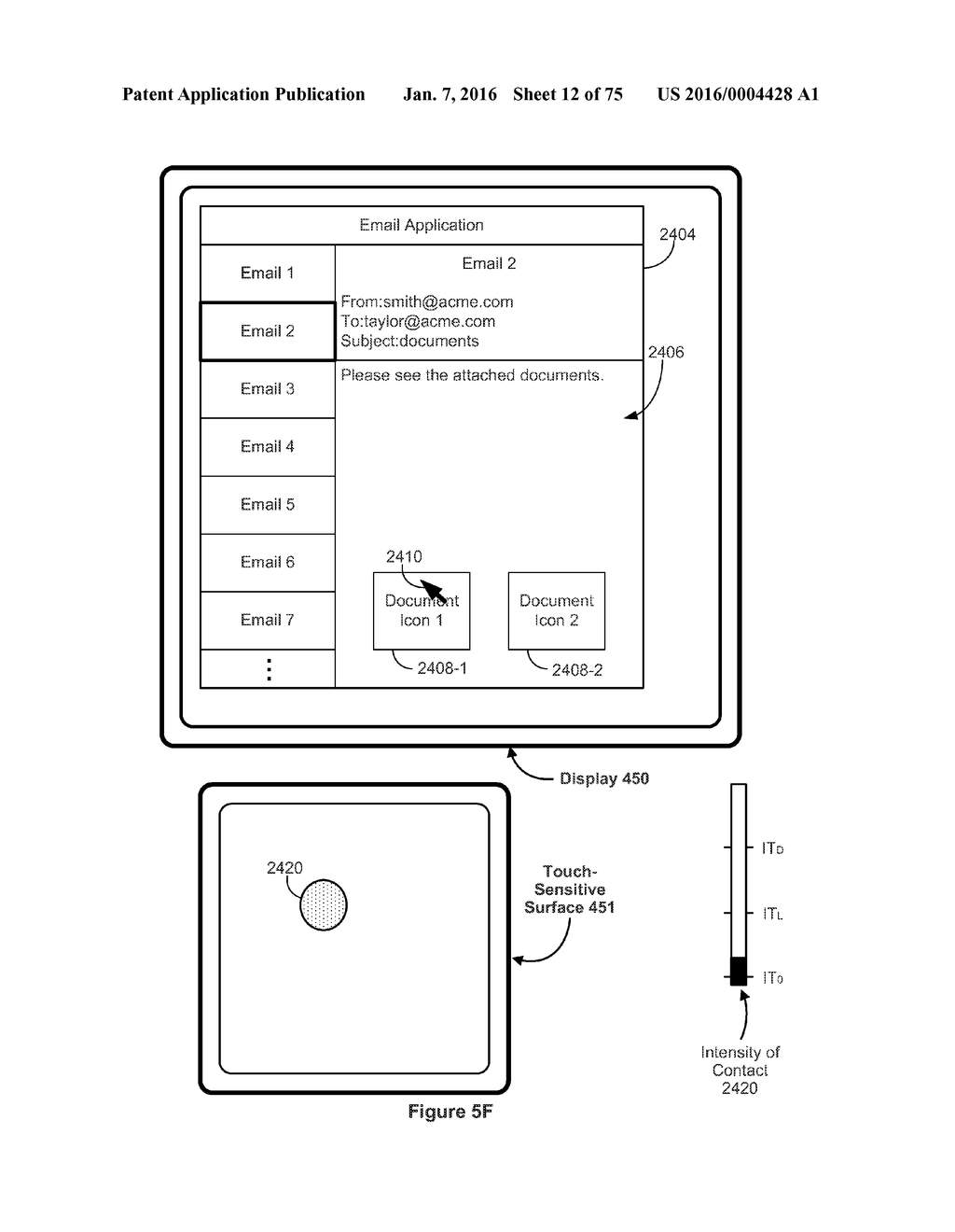 Device, Method, and Graphical User Interface for Displaying User Interface     Objects Corresponding to an Application - diagram, schematic, and image 13