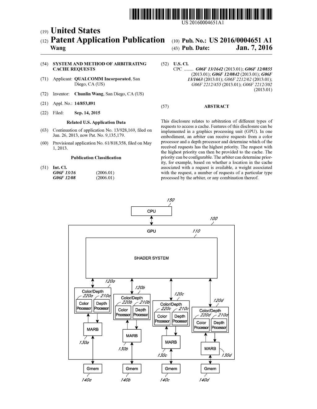 SYSTEM AND METHOD OF ARBITRATING CACHE REQUESTS - diagram, schematic, and image 01