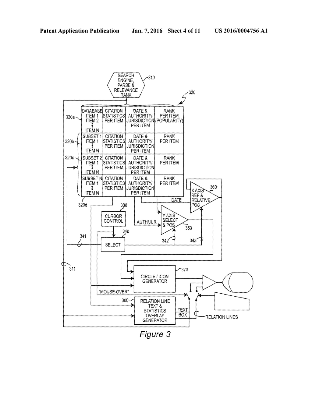 INTERFACE INCLUDING GRAPHIC REPRESENTATION OF RELATIONSHIPS BETWEEN SEARCH     RESULTS - diagram, schematic, and image 05