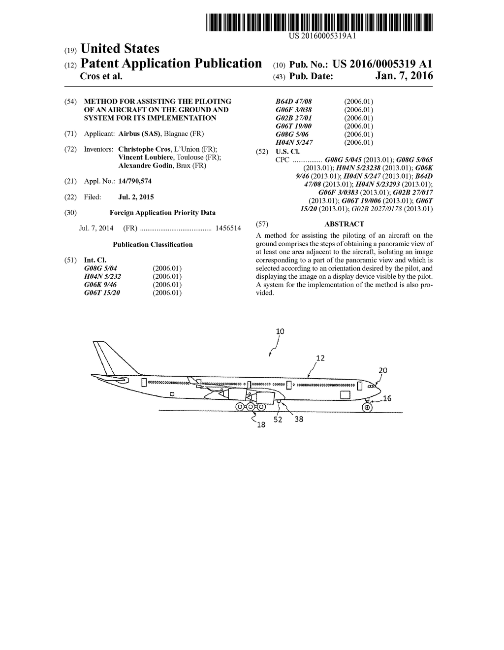 METHOD FOR ASSISTING THE PILOTING OF AN AIRCRAFT ON THE GROUND AND SYSTEM     FOR ITS IMPLEMENTATION - diagram, schematic, and image 01