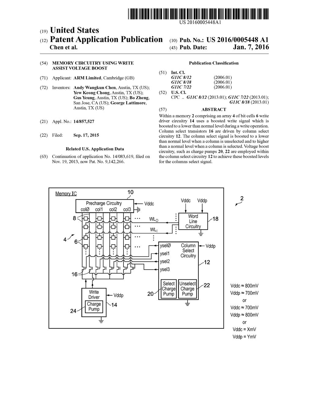 Memory Circuitry Using Write Assist Voltage Boost - diagram, schematic, and image 01