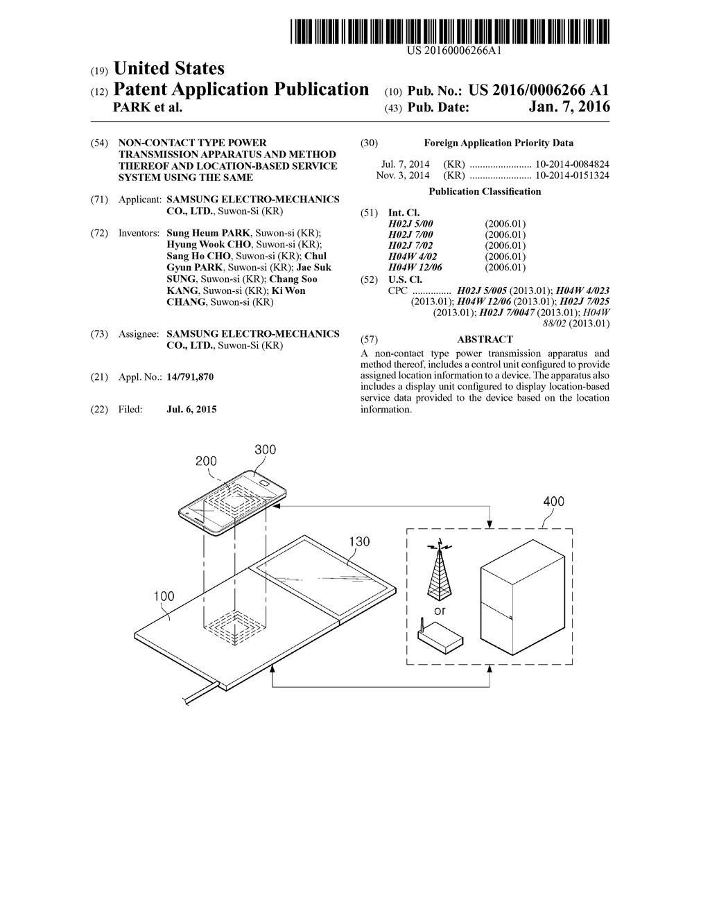 NON-CONTACT TYPE POWER TRANSMISSION APPARATUS AND METHOD THEREOF AND     LOCATION-BASED SERVICE SYSTEM USING THE SAME - diagram, schematic, and image 01