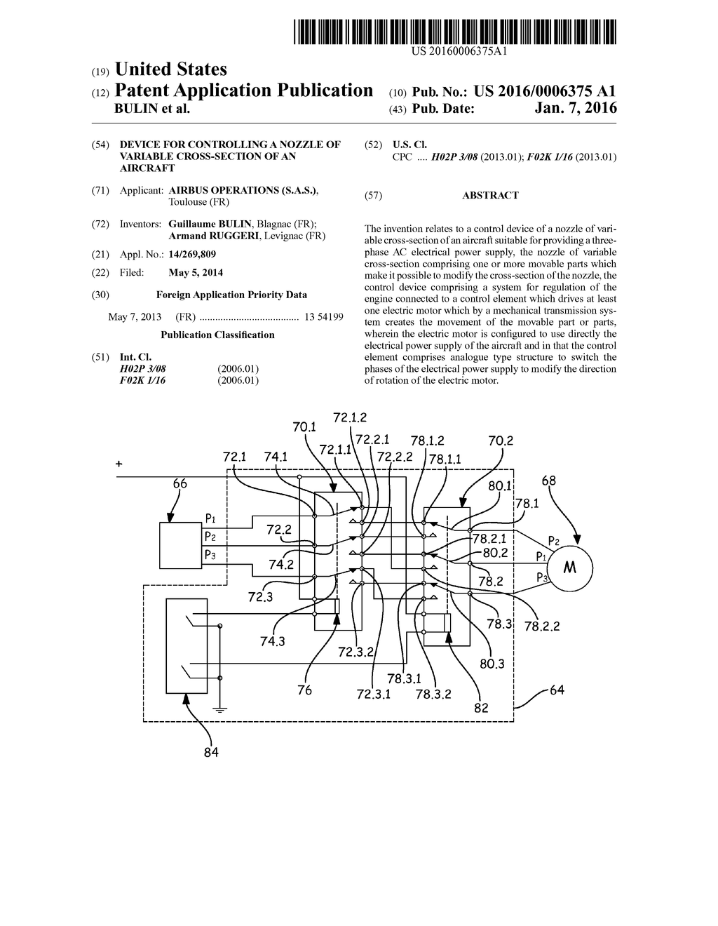 DEVICE FOR CONTROLLING A NOZZLE OF VARIABLE CROSS-SECTION OF AN AIRCRAFT - diagram, schematic, and image 01