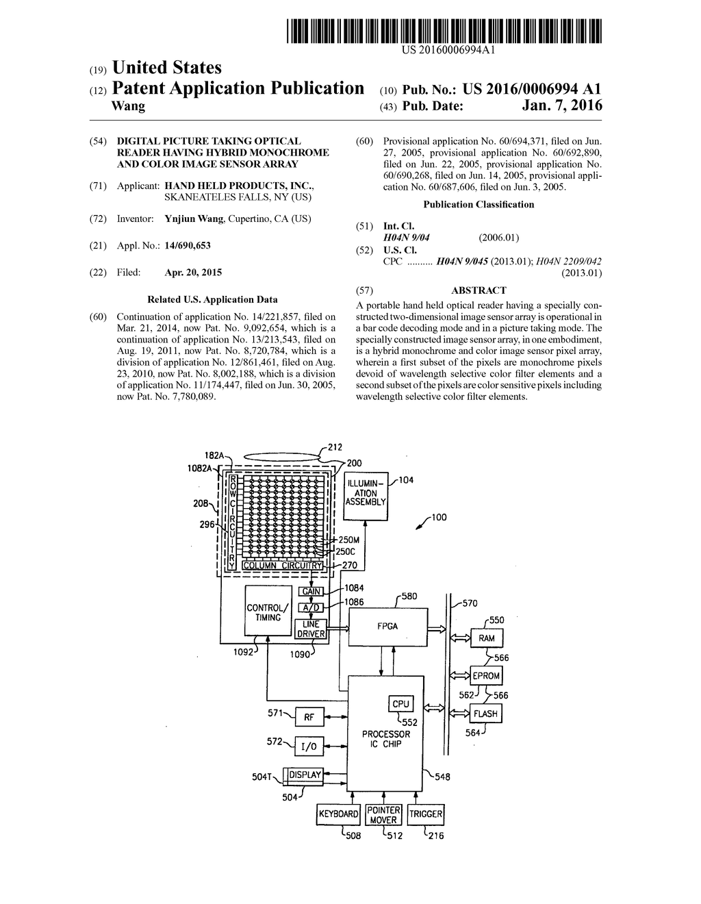 DIGITAL PICTURE TAKING OPTICAL READER HAVING HYBRID MONOCHROME AND COLOR     IMAGE SENSOR ARRAY - diagram, schematic, and image 01