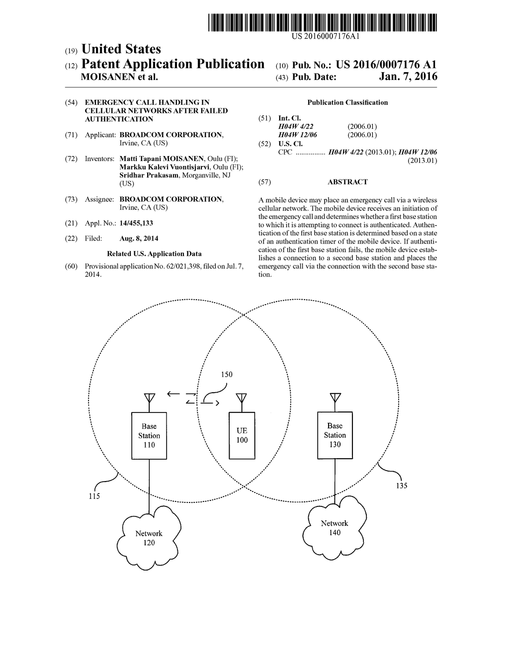 EMERGENCY CALL HANDLING IN CELLULAR NETWORKS AFTER FAILED AUTHENTICATION - diagram, schematic, and image 01