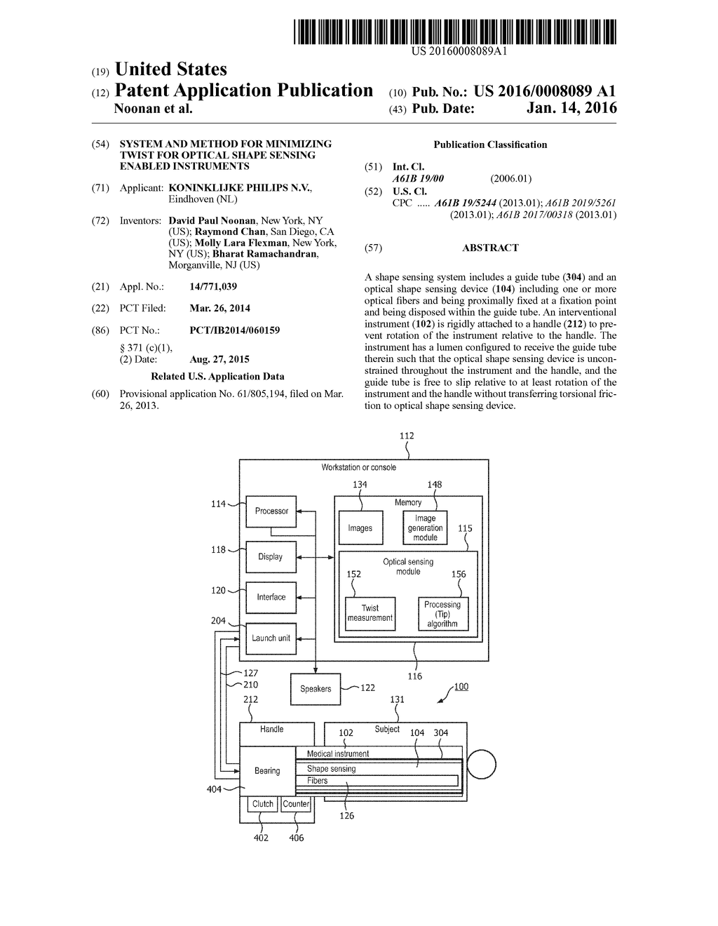 SYSTEM AND METHOD FOR MINIMIZING TWIST FOR OPTICAL SHAPE SENSING ENABLED     INSTRUMENTS - diagram, schematic, and image 01