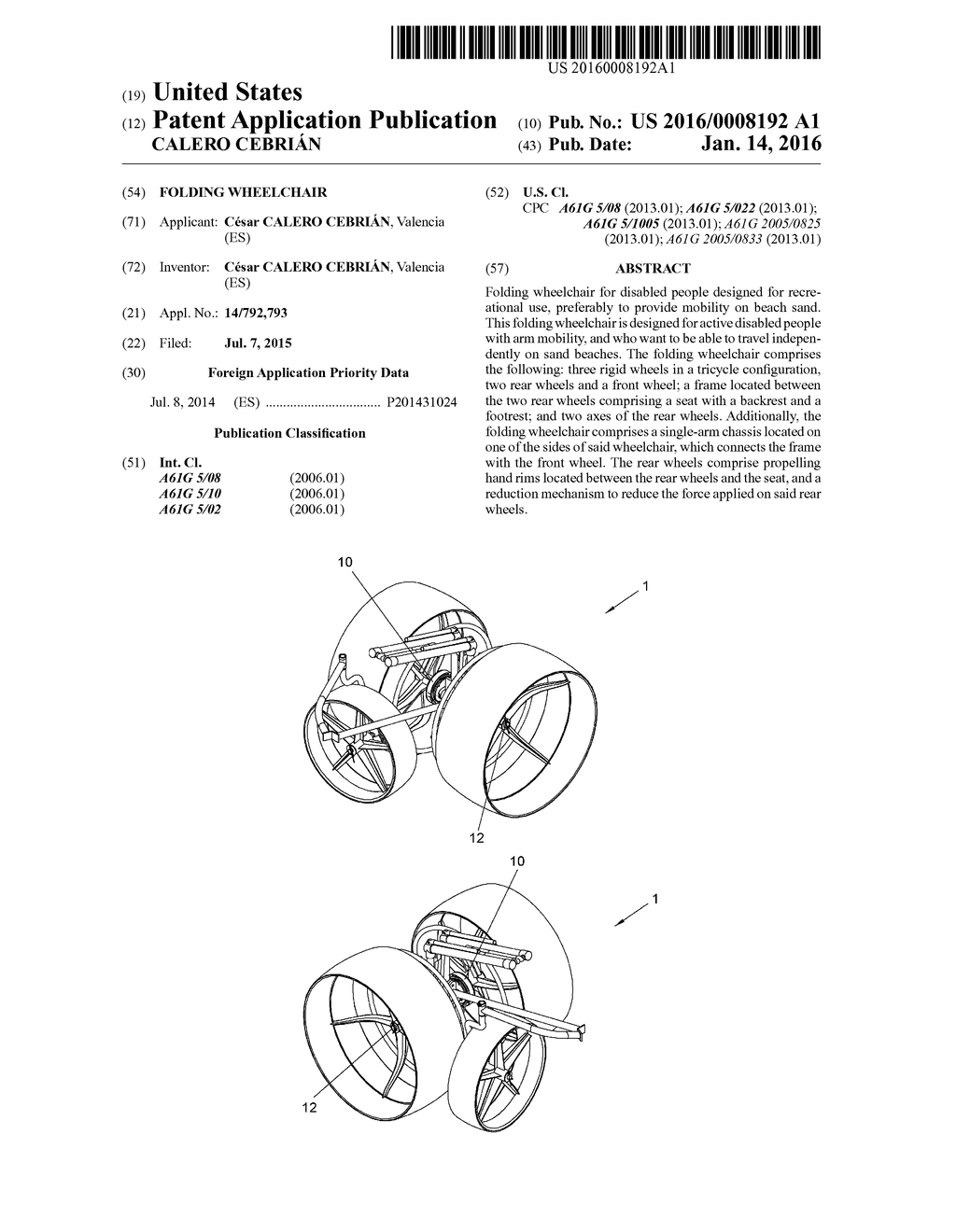 FOLDING WHEELCHAIR - diagram, schematic, and image 01