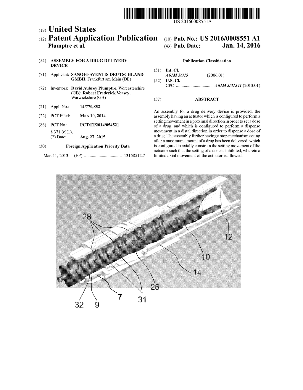 ASSEMBLY FOR A DRUG DELIVERY DEVICE - diagram, schematic, and image 01