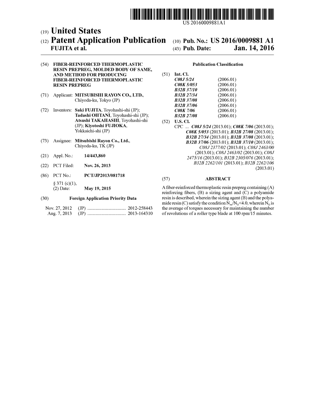 FIBER-REINFORCED THERMOPLASTIC RESIN PREPREG, MOLDED BODY OF SAME, AND     METHOD FOR PRODUCING FIBER-REINFORCED THERMOPLASTIC RESIN PREPREG - diagram, schematic, and image 01