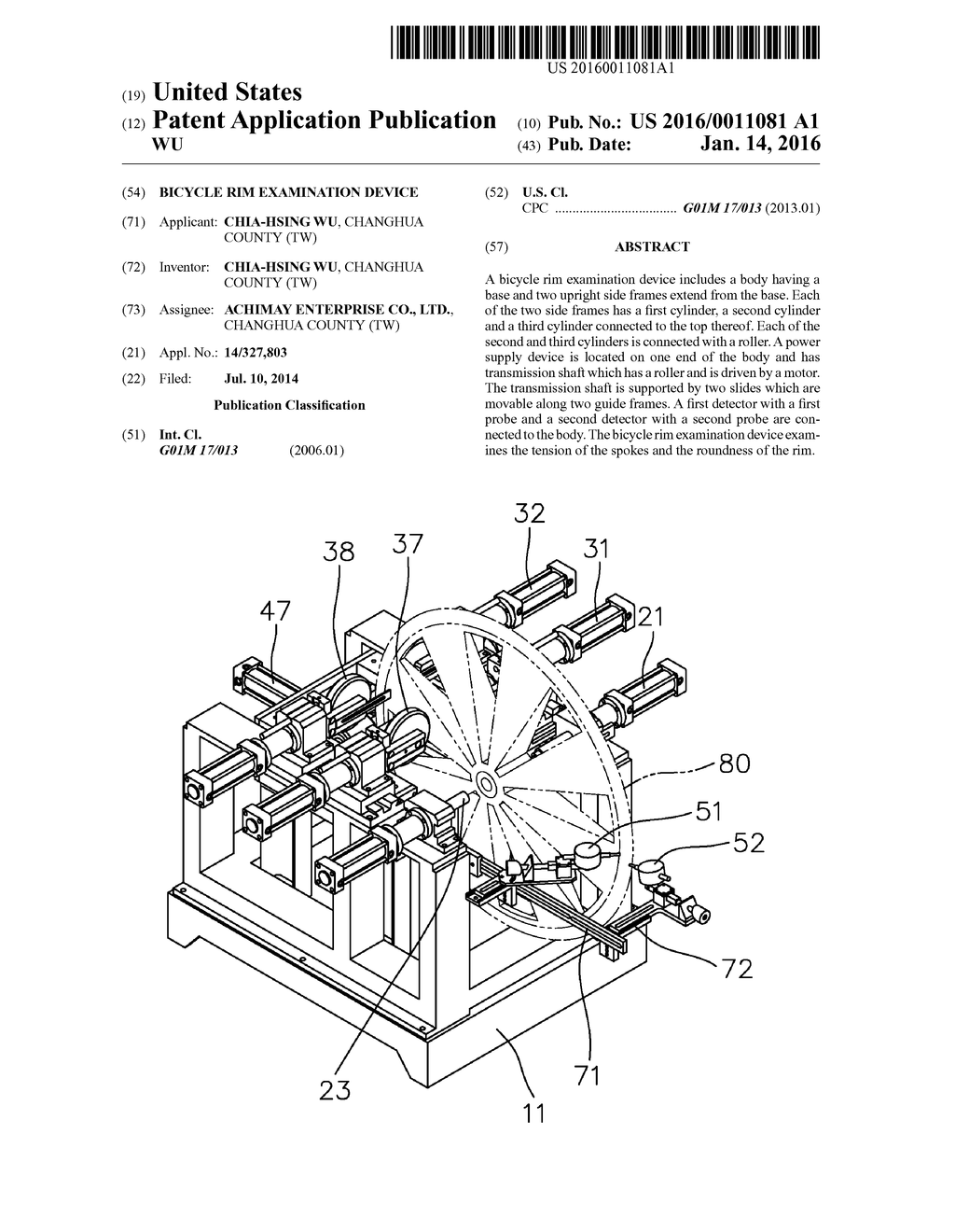 BICYCLE RIM EXAMINATION DEVICE - diagram, schematic, and image 01