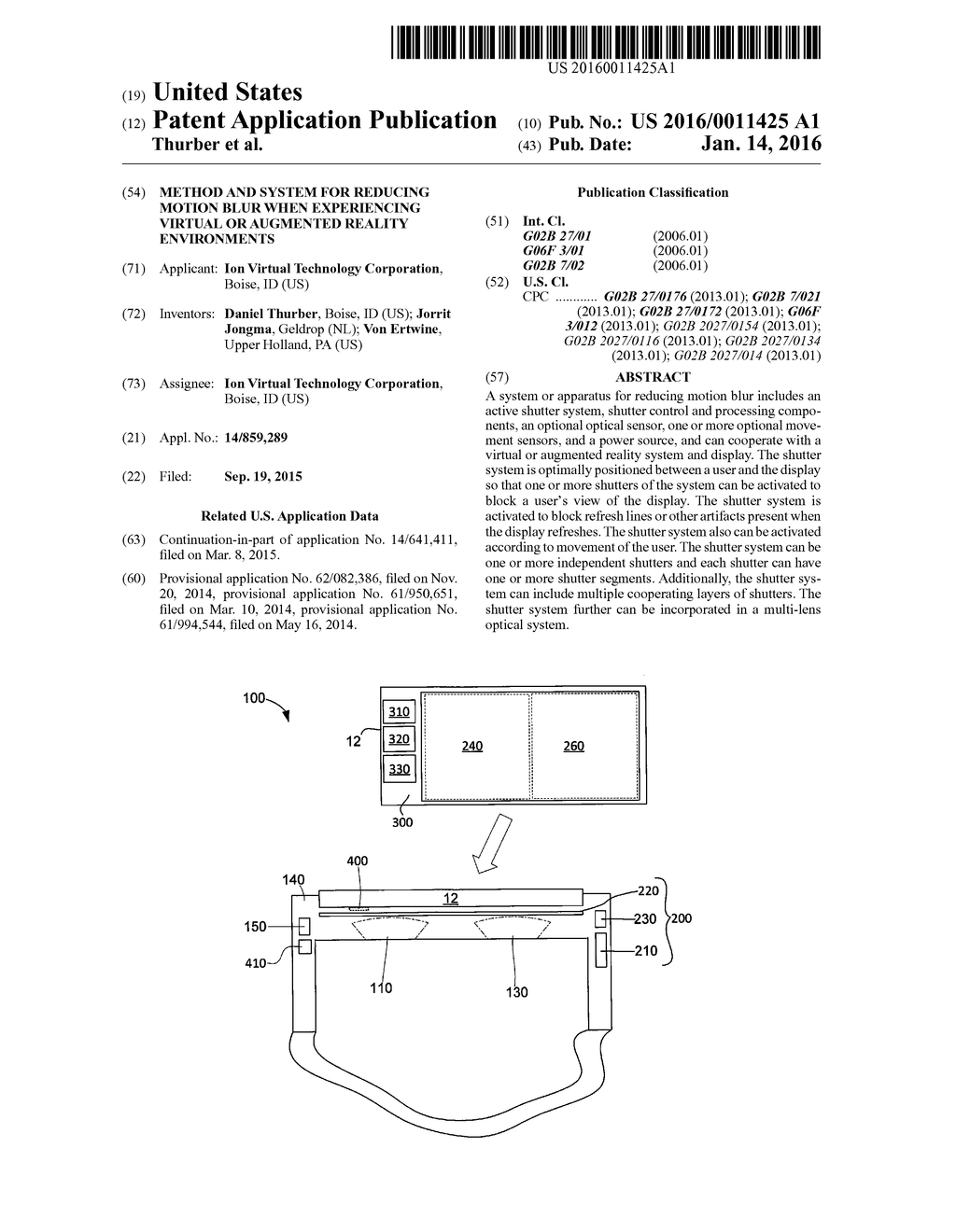 METHOD AND SYSTEM FOR REDUCING MOTION BLUR WHEN EXPERIENCING VIRTUAL OR     AUGMENTED REALITY ENVIRONMENTS - diagram, schematic, and image 01