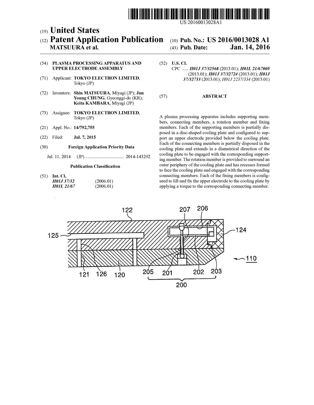 PLASMA PROCESSING APPARATUS AND UPPER ELECTRODE ASSEMBLY - diagram, schematic, and image 01