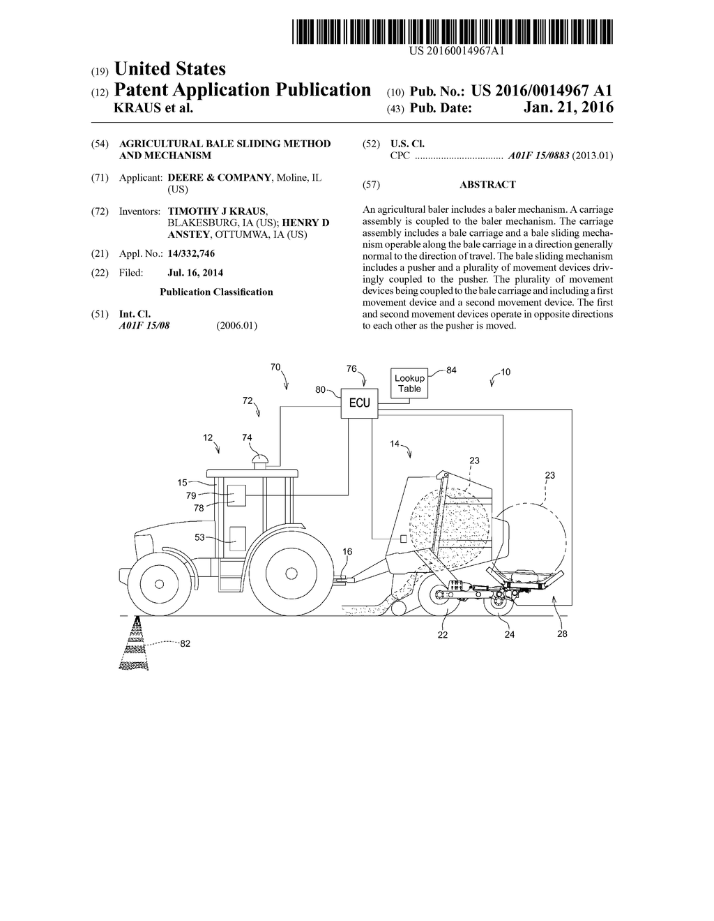 AGRICULTURAL BALE SLIDING METHOD AND MECHANISM - diagram, schematic, and image 01