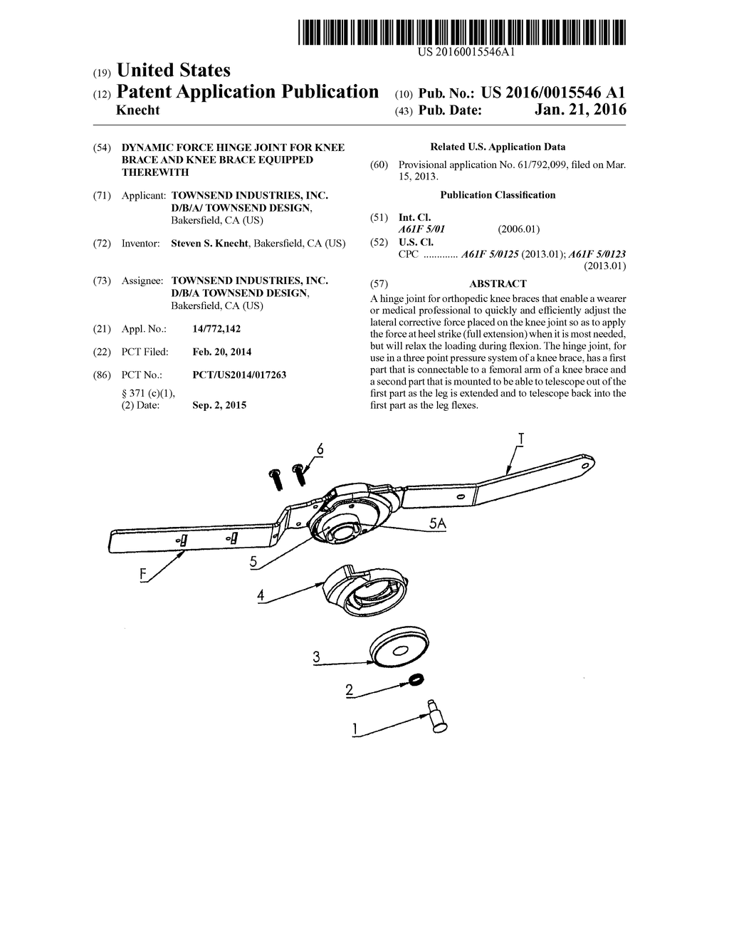 DYNAMIC FORCE HINGE JOINT FOR KNEE BRACE AND KNEE BRACE EQUIPPED THEREWITH - diagram, schematic, and image 01