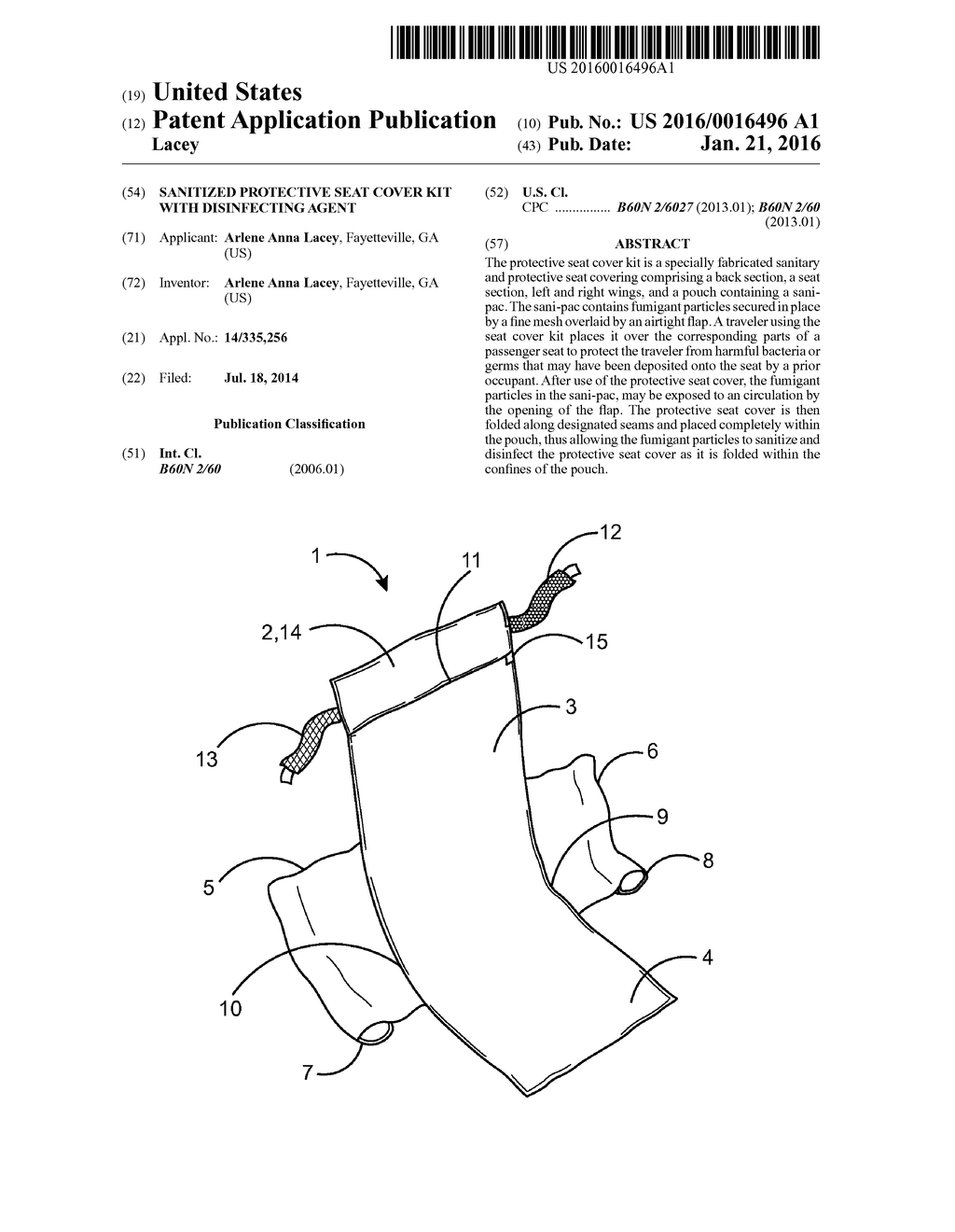 Sanitized Protective Seat Cover Kit With Disinfecting Agent - diagram, schematic, and image 01