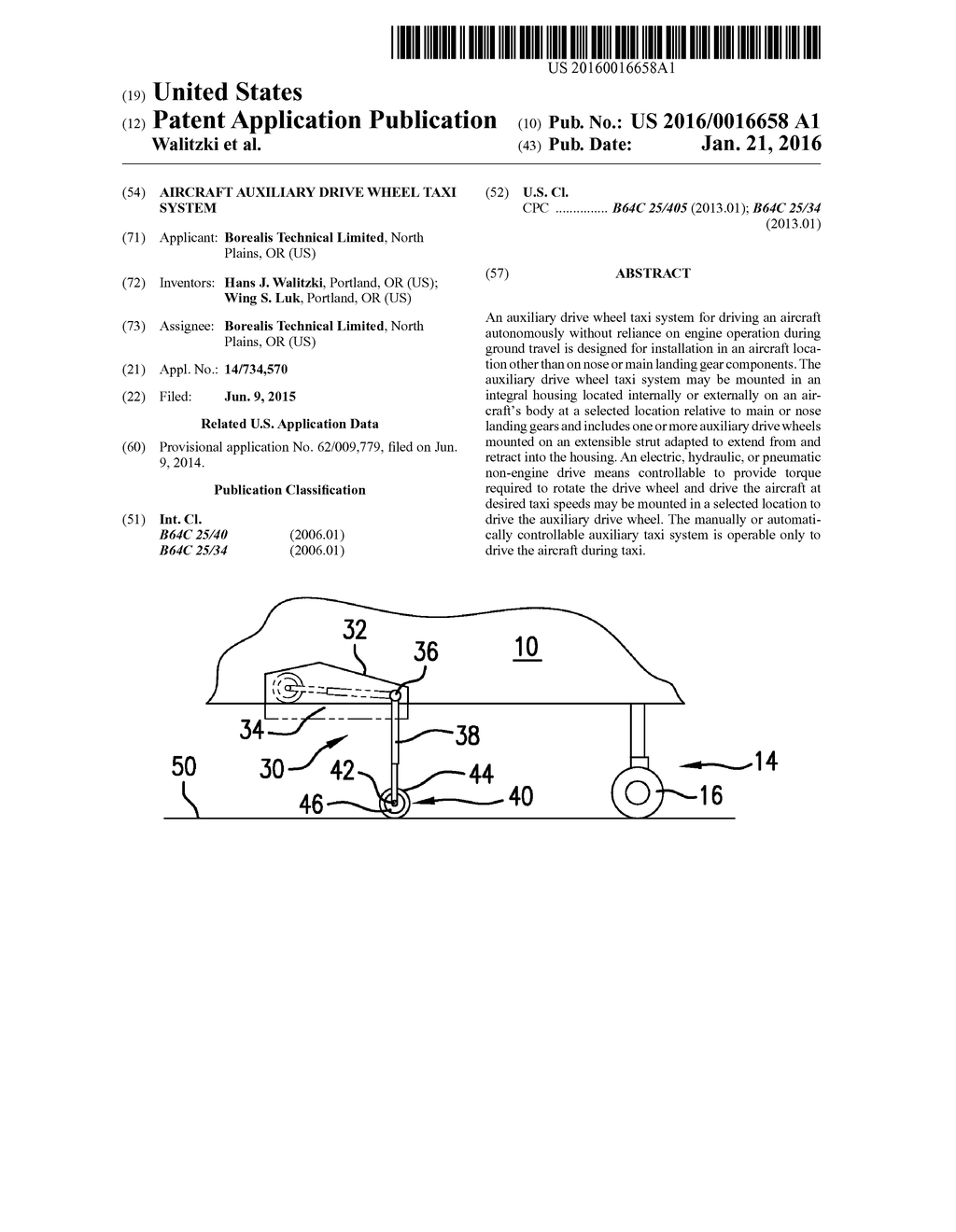 Aircraft Auxiliary Drive Wheel Taxi System - diagram, schematic, and image 01