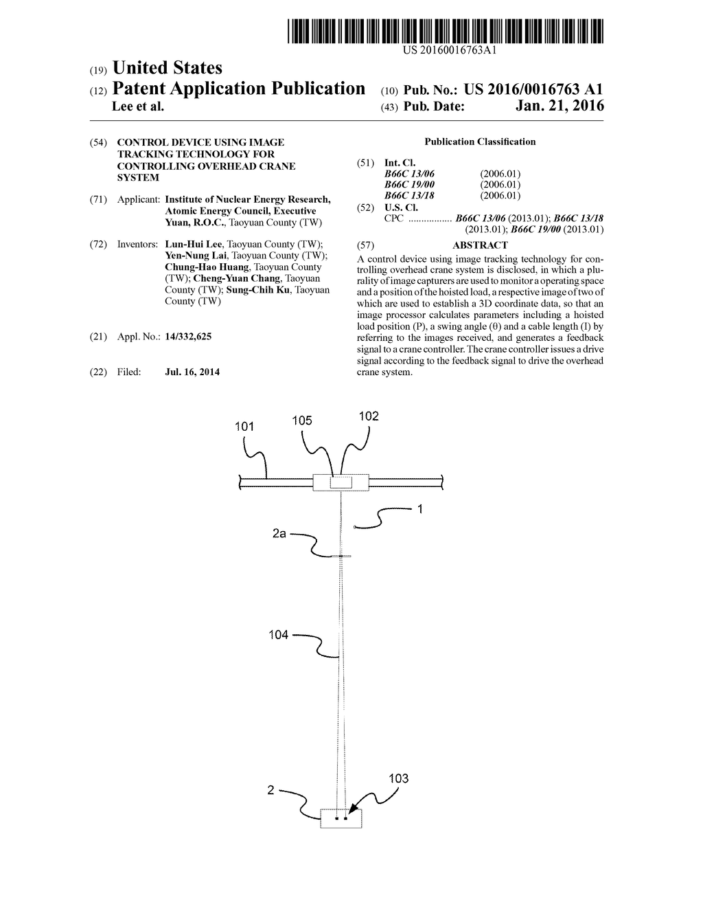 Control device using image tracking technology for controlling overhead     crane system - diagram, schematic, and image 01