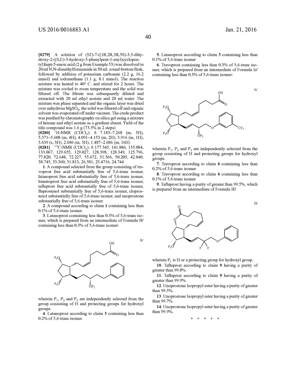 PROCESSES AND INTERMEDIATES FOR THE PREPARATIONS OF ISOMER FREE     PROSTAGLANDINS - diagram, schematic, and image 41