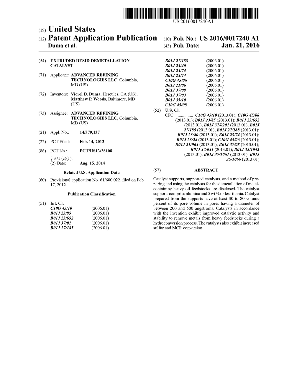 EXTRUDED RESID DEMETALLATION CATALYST - diagram, schematic, and image 01