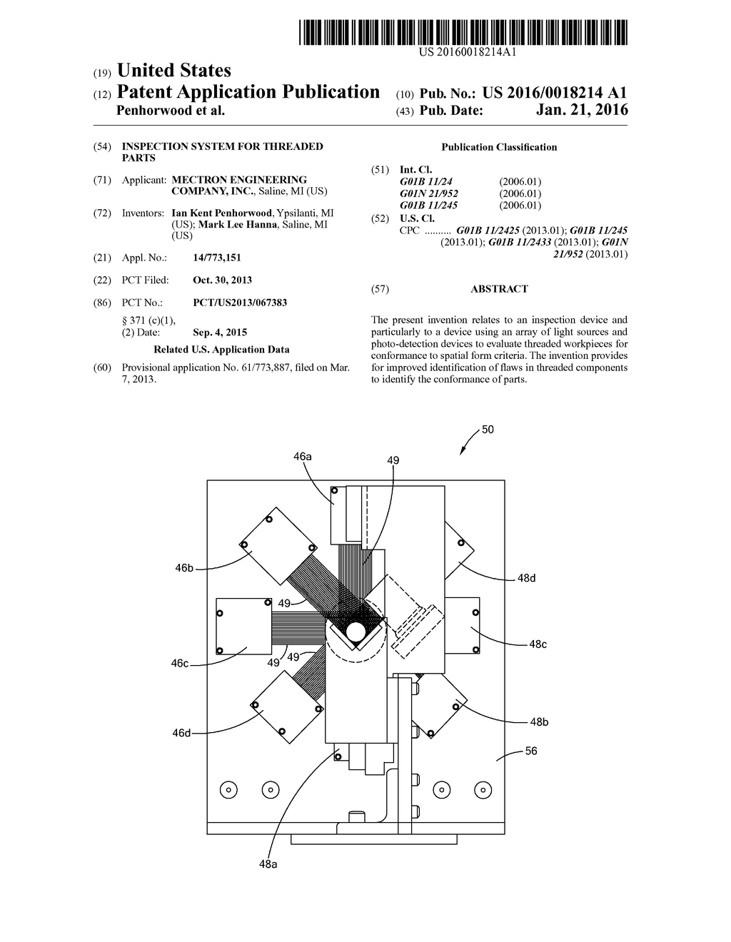 Inspection System for Threaded Parts - diagram, schematic, and image 01