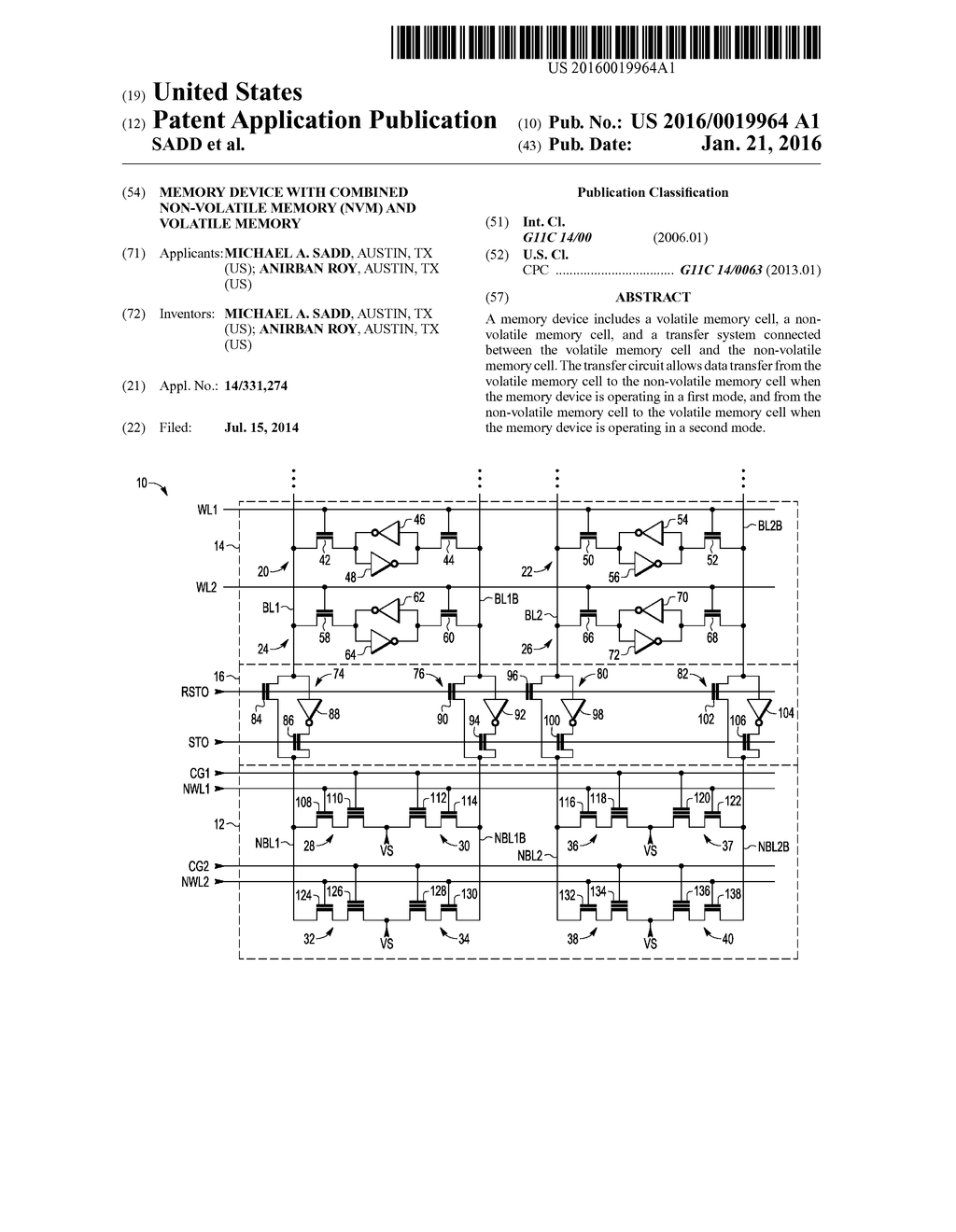 MEMORY DEVICE WITH COMBINED NON-VOLATILE MEMORY (NVM) AND VOLATILE MEMORY - diagram, schematic, and image 01