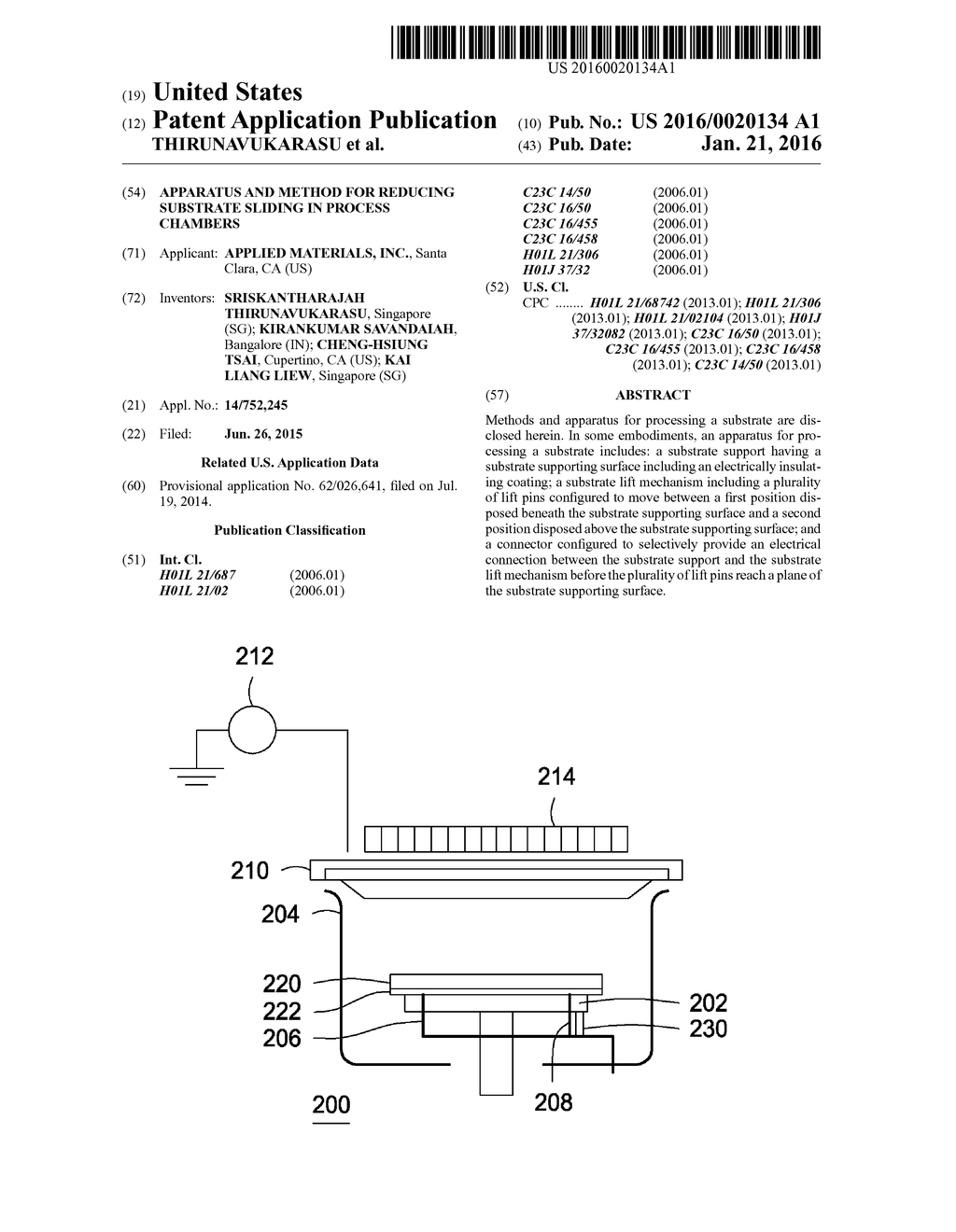 APPARATUS AND METHOD FOR REDUCING SUBSTRATE SLIDING IN PROCESS CHAMBERS - diagram, schematic, and image 01